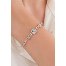 TMT Silver Gümüş Yuvarlak Kalemli Ataç Toplu Zincir Hallow Taşsız Bileklik