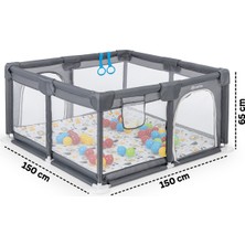 Playard Maxi Güvenli Bebek ve Çocuk Oyun Alanı Oyun Parkı 150X150CM Oyun Matı ve Topları