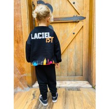 Ladin Store Yeni Sezon Unisex Çocuk Baskılı Pamuklu Sweatshirt ve Eşofman Alt-Üst Ikili Takım