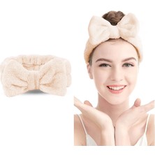 Toyaş Fiyonk Peluş Bandana Makyaj Spa Saç Bandı Açık Kahve