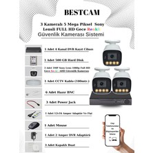 Bestcam 3 Kameralı Set 5 Mega Piksel Sony Lensli Full Hd Gece Görüşü Renkli Güvenlik Kamera Seti 500 Gb Hdd