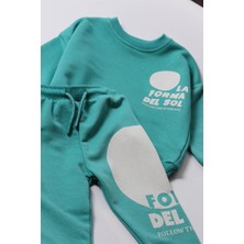 Ladin Store Yeni Sezon Erkek Çocuk Baskılı Pamuklu 3 Iplik Şardonsuz Sweatshirt ve Eşofman Alt-Üst Takım