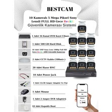 Bestcam 10 Kameralı Set 5 Mega Piksel Sony Lensli Full Hd Gece Görüşü Renkli Güvenlik Kamera Seti 500 Gb Hdd