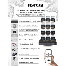 Bestcam 12 Kameralı Set 5 Mega Piksel Sony Lensli Full Hd Gece Görüşü Renkli Güvenlik Kamera Seti 500 Gb Hdd