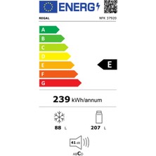 Regal Nfk 37920 E Enerji Sınıfı 294 Lt No Frost Kombi Buzdolabı