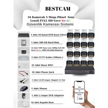 Bestcam 16 Kameralı Set 5 Mega Piksel Sony Lensli Full Hd Gece Görüşü Renkli Güvenlik Kamera Seti 500 Gb Hdd