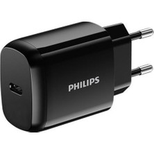 Philips Siyah 15W Kablosuz Dikey Hızlı Şarj Standı ve 25W Usb-C Duvar Şarj Adaptörü