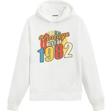 Colermi Best Of Vintage 1982 Limited Edition Kapşonlu Doğum Günü Hediyesi Vintage Tasarım Sweatshirt Hoodie