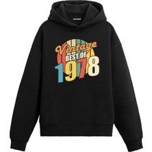 Colermi Best Of Vintage 1978 Limited Edition Kapşonlu Doğum Günü Hediyesi Vintage Tasarım Sweatshirt Hoodie