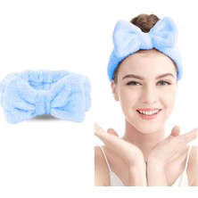 Toyaş Fiyonk Peluş Bandana Makyaj Spa Saç Bandı Buz Mavi