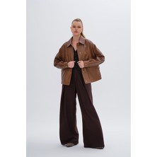 Valmenti Kadın Hakiki Deri Taba Mont 616 Z-3958 Bn Derımont SK24/25 Taba