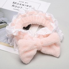 Toyaş Fırfırlı Peluş Bandana Makyaj Spa Saç Bandı Krem