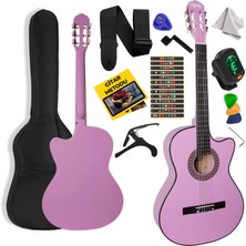 Midex CG-395PU Lila Kesik Klasik Gitar 4/4 Yetişkin Boy Sap Ayarlı Full Set