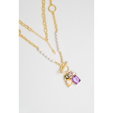 So CHIC Aura 18 Ayar Sarı Altın Kaplama 50 Cm Gümüş İnci Kolye