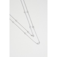 So CHIC Yuvarlak Kesim 18 Ayar Beyaz Altın Kaplama 70 Cm Gümüş Kolye