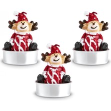 Karaca New Year Yılbaşı Bear 3'Lü Tealight Mum 13,8x4,8x7 Cm