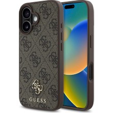 Guess iPhone 16 Plus Kılıf Lisanslı Magsafe Şarj Özellikli Small 4g Classic Kapak Kahverengi