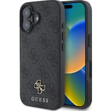 Guess iPhone 16 Plus Kılıf Lisanslı Magsafe Şarj Özellikli Small 4g Classic Kapak Siyah