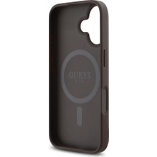 Guess iPhone 16 Plus Kılıf Lisanslı Magsafe Şarj Özellikli Small 4g Classic Kapak Kahverengi