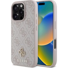 Guess iPhone 16 Pro Max Kılıf Guess Orjinal Lisanslı Magsafe Şarj Özellikli Small 4g Classic Kapak Pembe