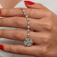 Serra Jewels Gümüş Sıralı Zirkon Taşlı Yonca Kadın Kolye