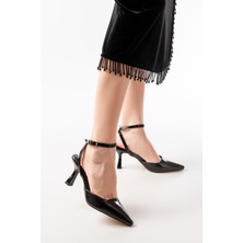 Budi Home ST-004 Siyah Rugan Günlük 7 cm Topuklu Bayan Ayakkabı