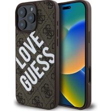 Guess iPhone 16 Pro Kılıf Guess Orjinal Lisanslı Big Love Guess Kapak Kahverengi