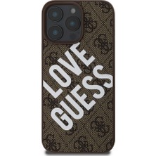 Guess iPhone 16 Pro Kılıf Guess Orjinal Lisanslı Big Love Guess Kapak Kahverengi