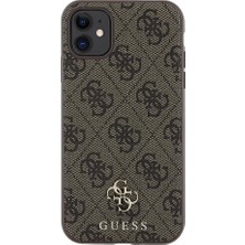 Guess iPhone 12 Kılıf Guess Orjinal Lisanslı Magsafe Şarj Özellikli Small 4g Classic Kapak Kahverengi