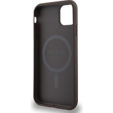 Guess iPhone 12 Kılıf Guess Orjinal Lisanslı Magsafe Şarj Özellikli Small 4g Classic Kapak Kahverengi