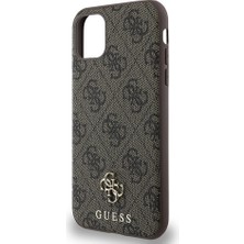 Guess iPhone 12 Kılıf Guess Orjinal Lisanslı Magsafe Şarj Özellikli Small 4g Classic Kapak Kahverengi