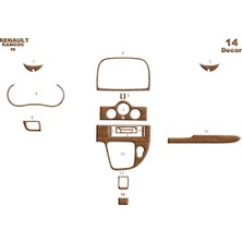 Mars Cockpit Design Renault Kangoo Konsol-Maun Kaplama 2008-2013 14 Parça