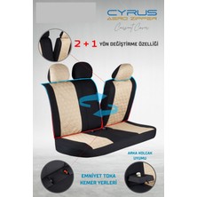 Startcar Toyota Ch-R Uyumlu Deri Detaylı Oto Koltuk Kılıfı Ön Arka Set Cyrus Model Bej Siyah Sc