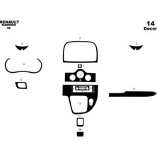 Mars Cockpit Design Renault Kangoo Konsol-Maun Kaplama 2008-2013 14 Parça