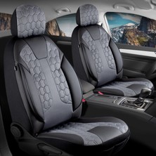 Startcar Volvo XC70 Uyumlu Deri Detaylı Oto Koltuk Kılıfı Ön Arka Set Cyrus Model Füme Sc