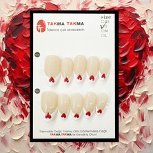 Takma Takma 10'lu Ten Rengi Uzun Oval TT0500 Tekrar Kullanılabilir El Yapımı Protez Takma Tırnak - Ten Rengi-L