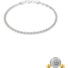 Adal Silver 925 Ayar Gümüş Burgulu Halat Bileklik