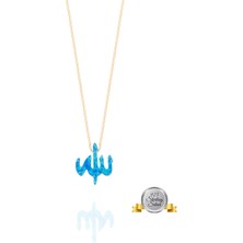 Adal Silver Kadın 925 Ayar Gümüş Allah Yazılı Turkuaz Renkli Opal Taş Kolye