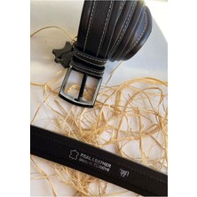 RSE Leather Goods Rse Leather Goods Deri Dikiş Desenli Erkek Kemer 4,5cm