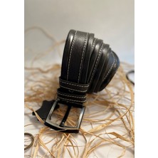 RSE Leather Goods Rse Leather Goods Deri Dikiş Desenli Erkek Kemer 4,5cm