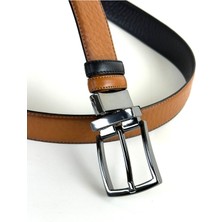 RSE Leather Goods Rse Leather Goodshakiki Deri Çift Taraflı 3,5 cm Kemer - Taba/siyah