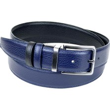 RSE Leather Goods Rse Leather Goodshakiki Deri Çift Taraflı 3,5 cm Kemer - Lacivert/siyah