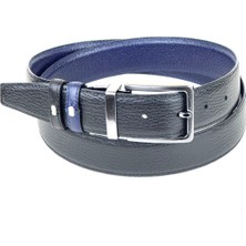 RSE Leather Goods Rse Leather Goodshakiki Deri Çift Taraflı 3,5 cm Kemer - Lacivert/siyah