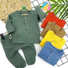 Baby Net Yakası Üç Düğmeli 2'li Müslin Takım
