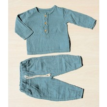 Baby Net Yakası Üç Düğmeli 2'li Müslin Takım