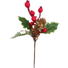 Yılbaşı Çam Dalı Berryli Çift Kozalaklı 20 cm