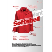 Kırmızı Kışlık Softshell Mont - Iş Montu ve Elbisesi 3 Cepli ve Iç Cepli Içi Polarlı