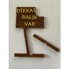 Atg Store Akvaryum Dekoru - Dikkat Balık Var Yazısı (Ahşap Desenli)