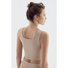 Artış Kalın Askılı Crop Top Fitilli Spor Büstiyer C02