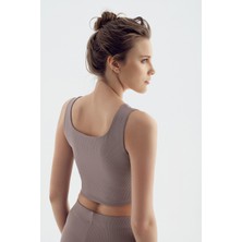 Artış Kalın Askılı Crop Top Fitilli Spor Büstiyer C02